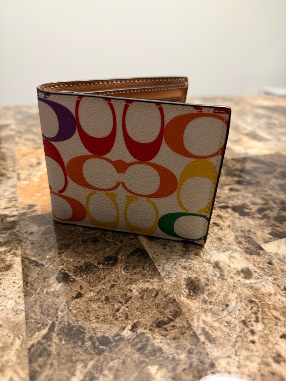 Coach Multicolor Signature Bifold Wallet - White Base